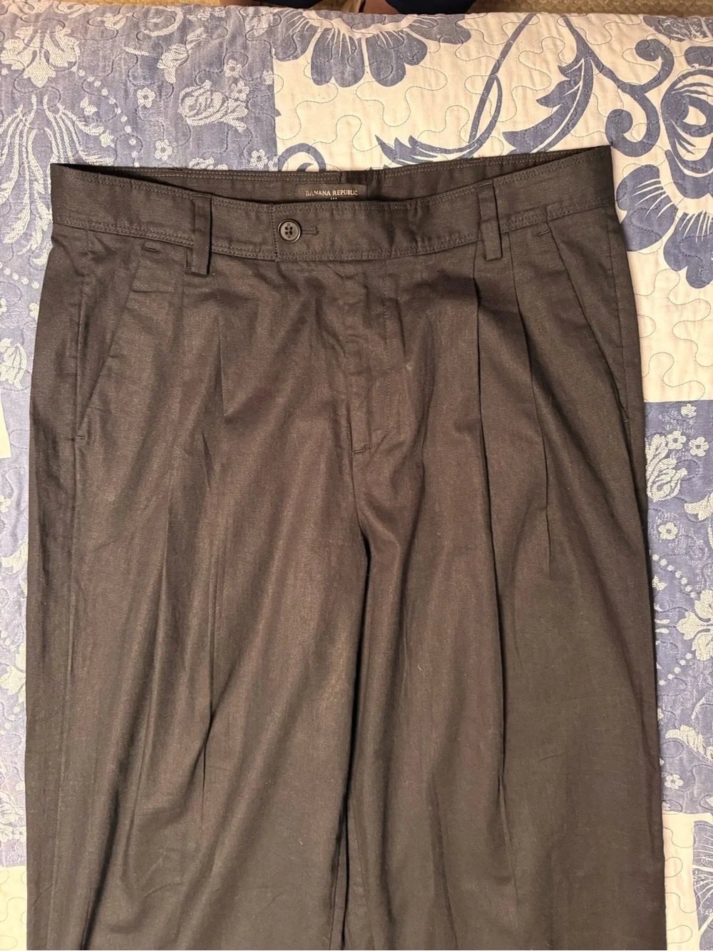 NWT Banana Republic Black Linen Blend Pants 14 Petite Wide Leg High Rise